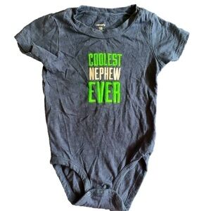 Carters Coolest Nephew Ever Navy Blue Short Sleeve Onesie Size 18mos